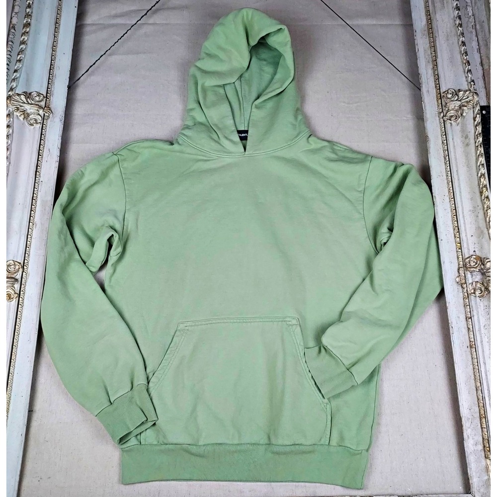 Talentless Mens L Green Pullover Hoodie Cotton Fleece Solid Pockets
